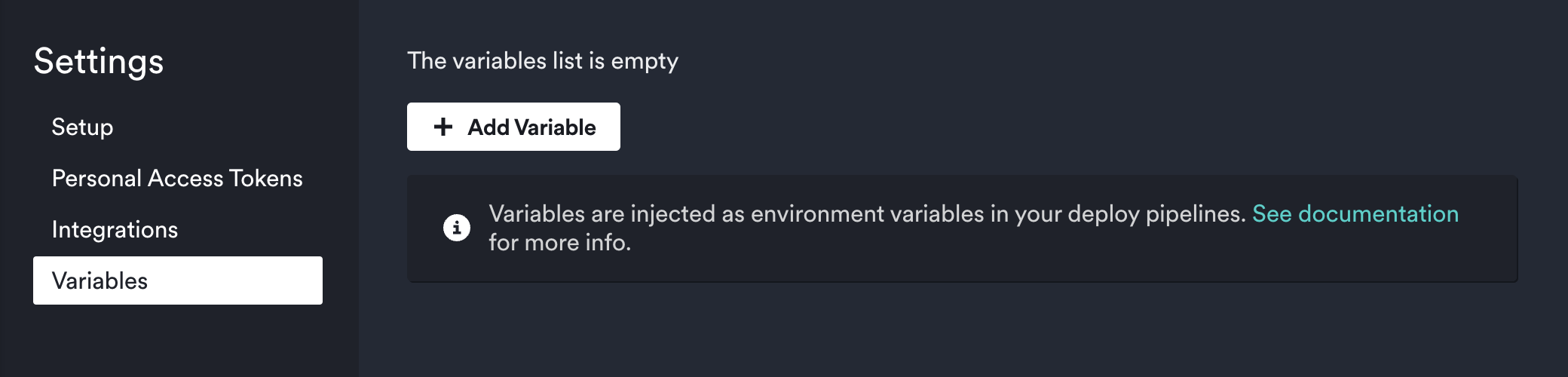 Variables in settings